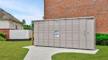a garage door on the side of a house